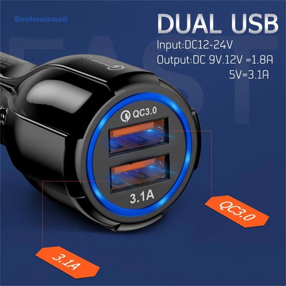 Tẩu sạc điện thoại nhanh qc3.0 hai cổng usb cho xe hơi