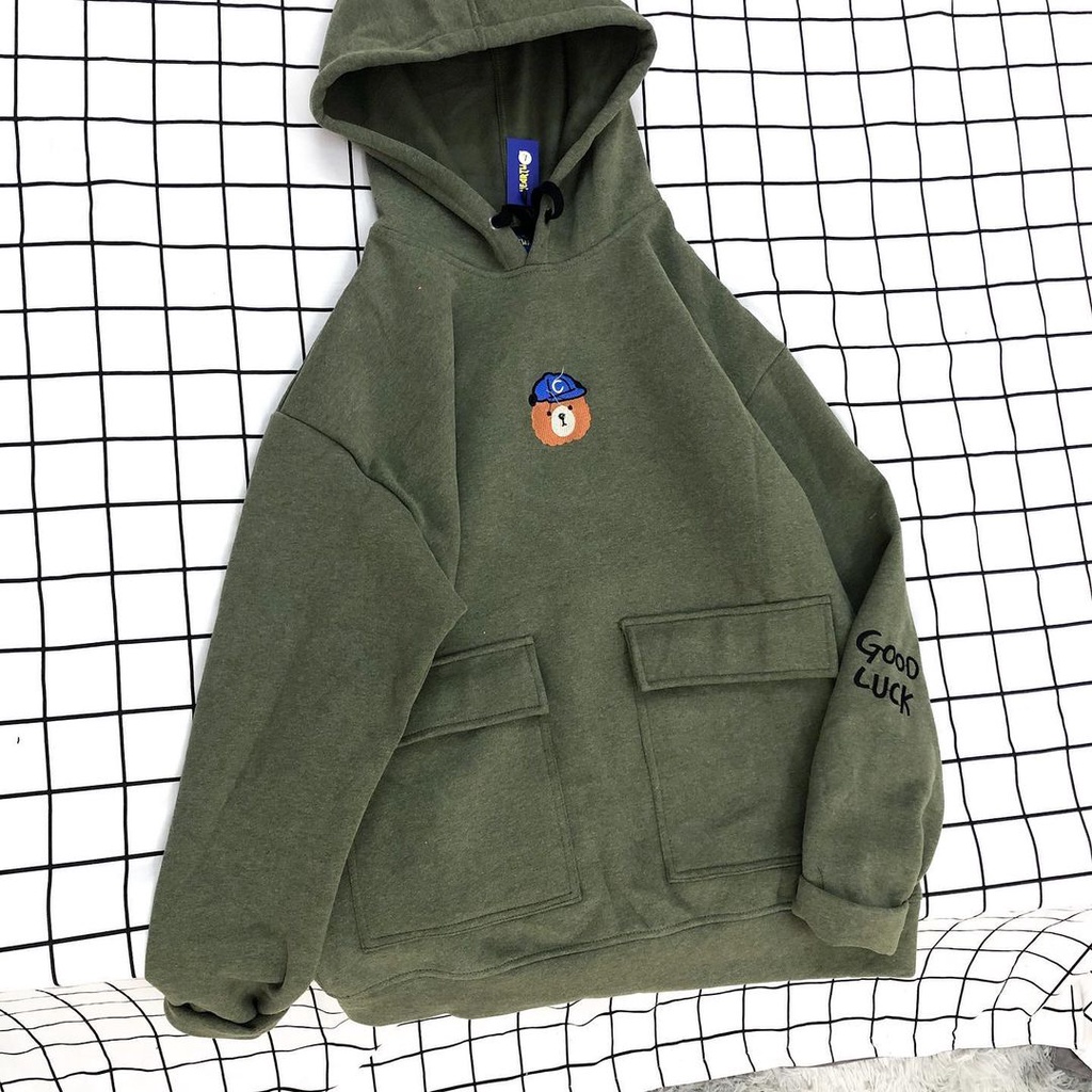 Áo Hoodie thêu hình MEANSTORE nỉ lót bông có mũ oversize unisex nam nữ form rộng phong cách Hàn Quốc - Xám tiêu