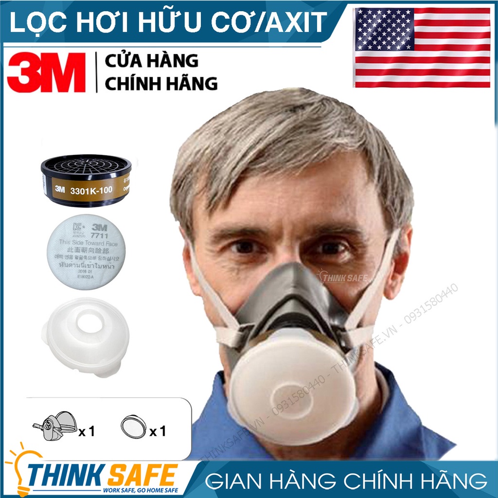 Mặt nạ phòng độc 3M 3M 3200 / 3301K lọc hơi hữu cơ, phun sơn, phun xịt thuốc sâu, ACID, NH3 - THINKSAFE