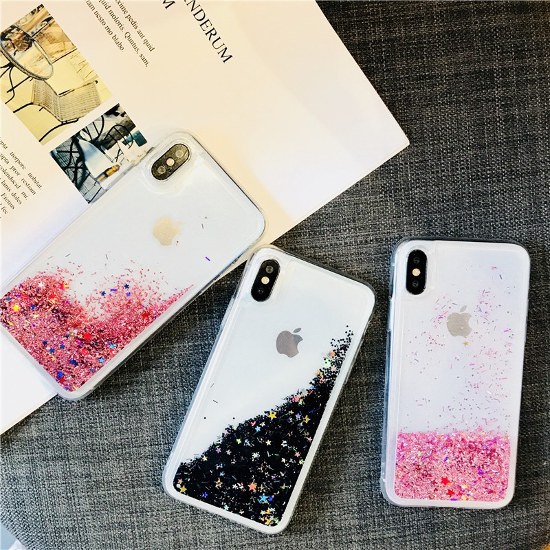 iPhone 6 7 8 Plus 6+ 6s 6s+ 7+ 8+ X Xr xs xs max Liquid Quicksand Star Phone Cases Soft Covers For Girls