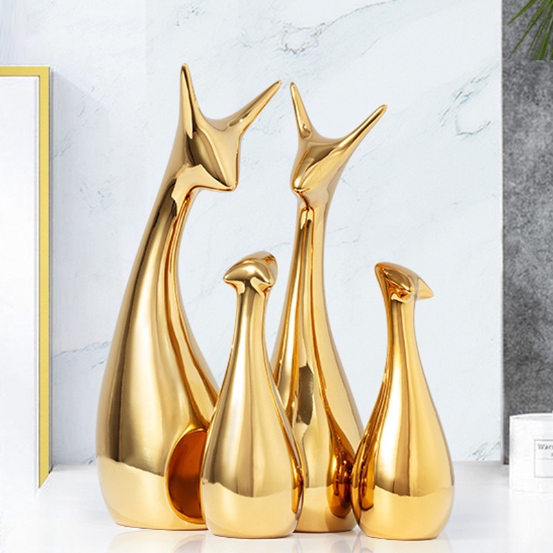 Gia Đình Nai Sứ Vàng Tài Lộc Và Thịnh Vượng Sét Gia đình 4 con