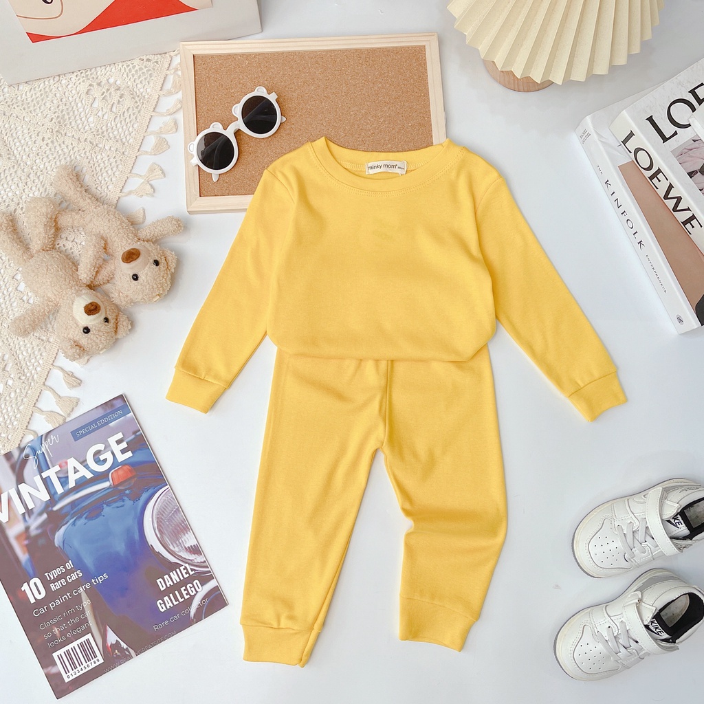 [SALE] Bộ Quần Áo Bé Gái, Bé Trai KIMCHIBABY Vải Cotton Borip Bo Gấu, Bộ Dài Tay Cho Bé Mặc Nhà Thu Đông MKMTD2213