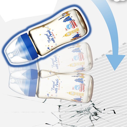 Bình sữa cổ rộng nhựa PPSU phiên bản đặc biệt kuku ku5876 ku5877 260ml/330ml cho bé từ 6 tháng chịu nhiệt đến 200độ C