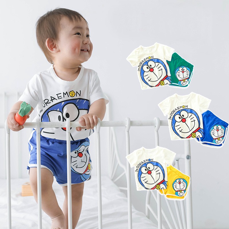 Đồ bộ quần áo cộc tay cho bé hình DORAEMON 8-18kg QATE451