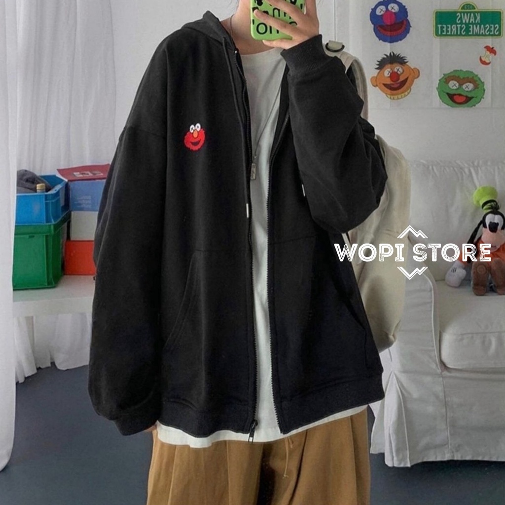 Áo Khoác Hoodie Thêu KAWS Vải Nỉ Bông Form Rộng Ulzzang Unisex