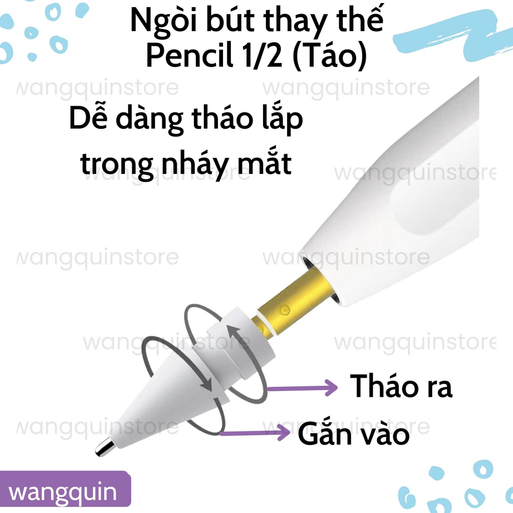 Đầu ngòi thay thế cho bút cảm ứng Pencil 1/2 táo - Pen tip dùng như ngòi gốc - Ngòi bút kim loại hỗ trợ viết Calligraphy