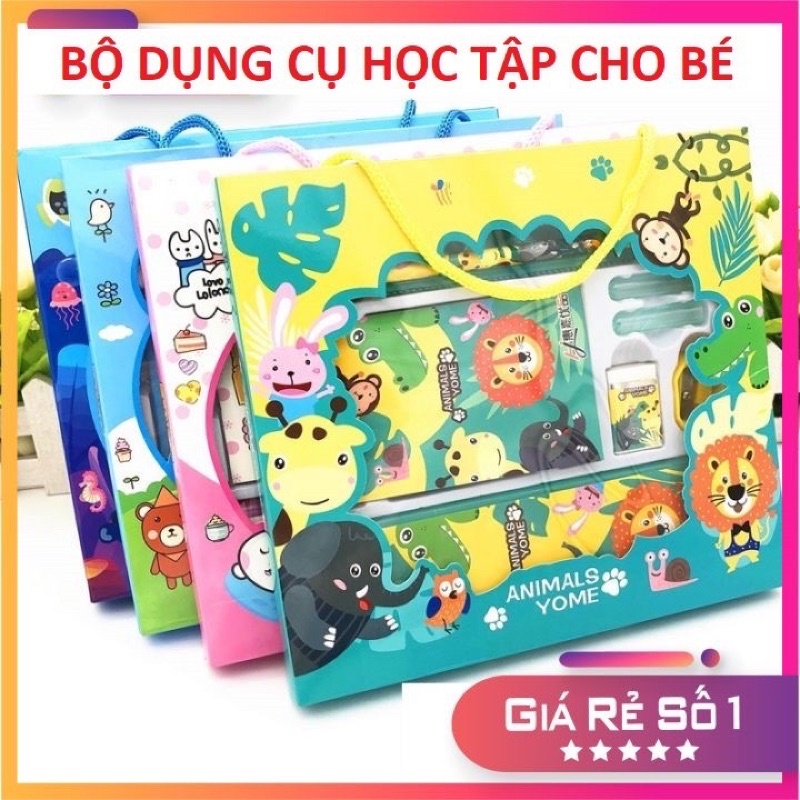 BỘ DỤNG CỤ HỌC TẬP HÌNH NGỘ NGHĨNH ĐÁNG YÊU CHO BÉ (8 món)