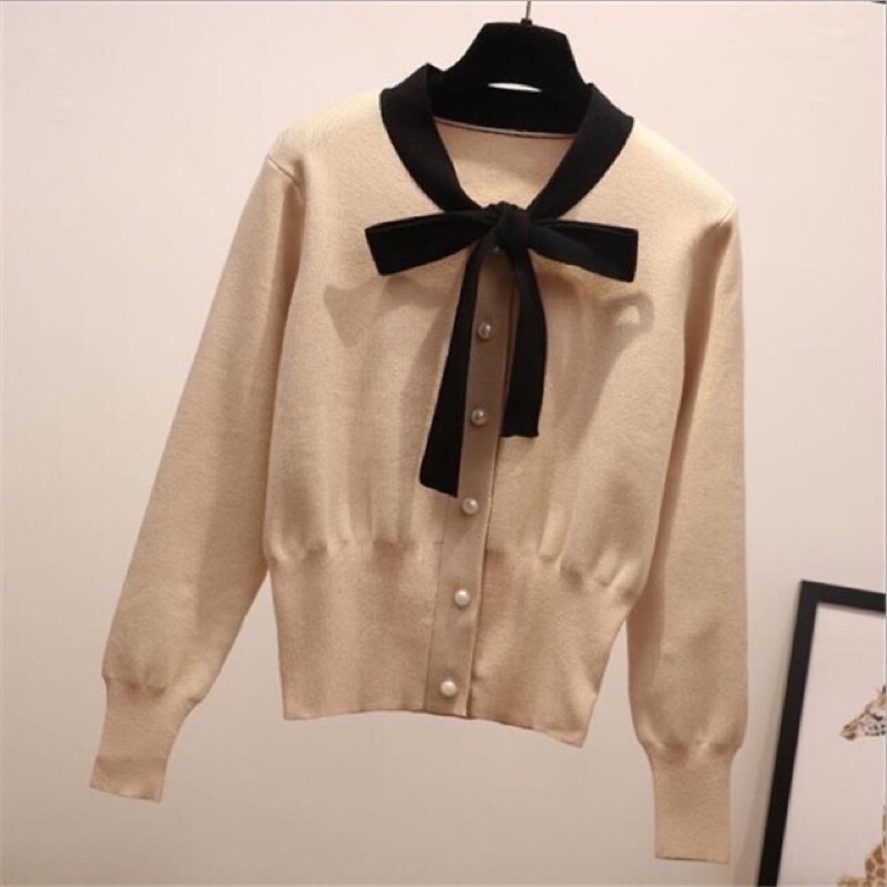 Áo len nơ tiểu thư