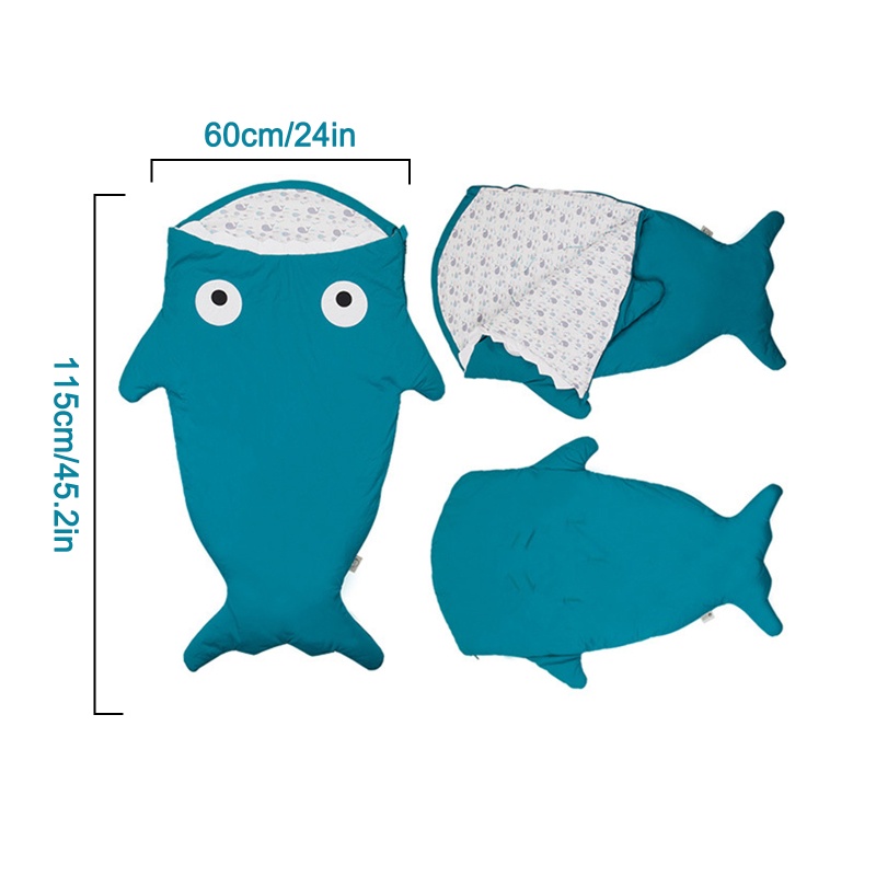 Túi Ngủ Hình Cá Mập Có Khóa Kéo Giữ Ấm Mùa Thu Đông Cho Bé