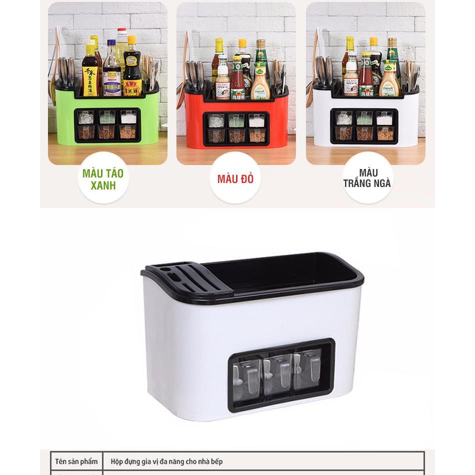Kệ để gia vị đa năng 2 tầng - Có ngăn để dao kéo - Ống đũa gọn gằng ngăn nắp tiết kiệm diện tích- kệ