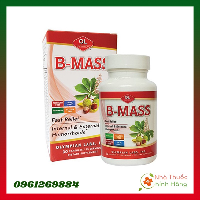 Viên uống hỗ trợ bệnh trĩ B Mass hộp 30 viên , Dùng cho Trĩ Nội, Trĩ Ngoại - Hỗ trợ phòng ngừa bệnh trĩ tái phát