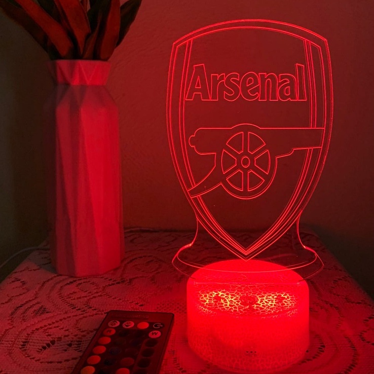 Đèn Ngủ Led 3D Logo CLB Bóng đá Arsenal | 16 Màu + Remote | Đèn Led 3D Arsenal trang trí phòng ngủ, để bàn