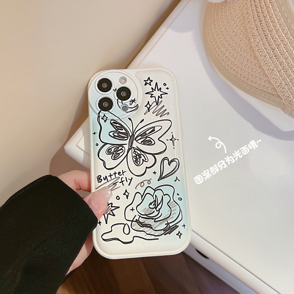 Ốp Điện Thoại tpu silicone Mềm Họa Tiết Bươm Bướm Cho iphone 11 12 13 pro max mini XR XS 7 8 plus