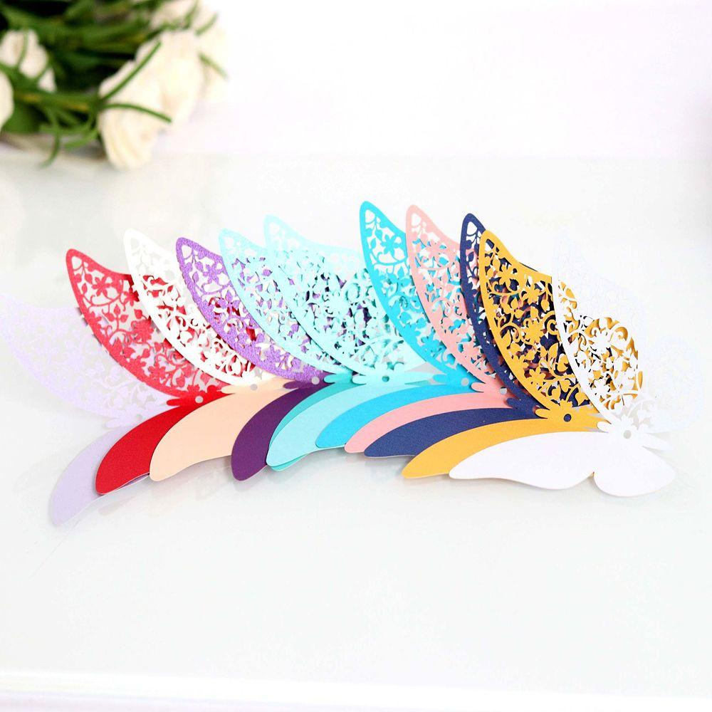 Thẻ Dán Tường Trang Trí Hình Bướm 3D Màu Ngà