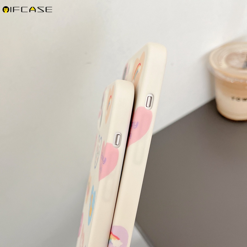 Ốp Điện Thoại Silicon Dẻo Họa Tiết Hoạt Hình Trái Tim / Chân Mèo / Cầu Vồng Cho iPhone 13 12 11 Pro Max XS Max XR X