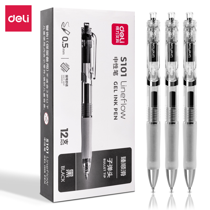 Bút bi gel S101 0.5mm thiết kế vỏ trong suốt đơn giản