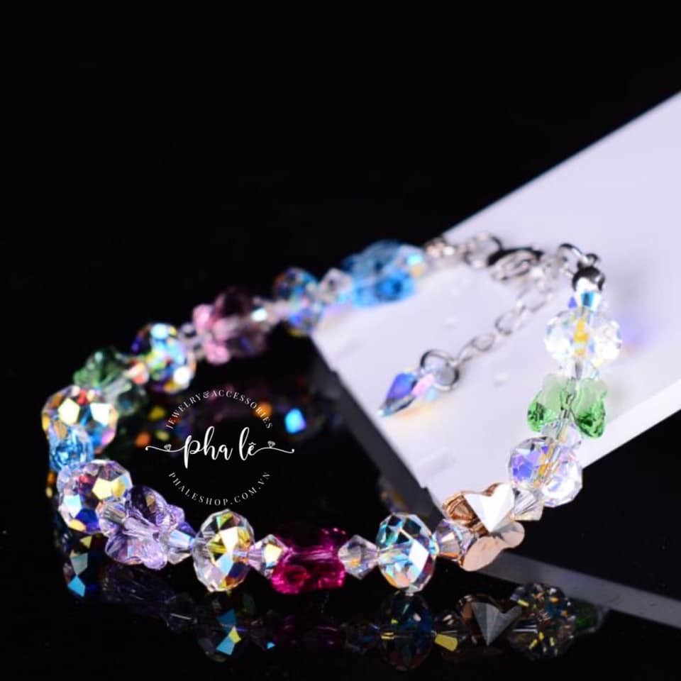 Vòng Tay Pha Lê Bướm Màu S08mm - Tròn Dẹp Được Thiết Kế Từ Pha Lê Swarovski