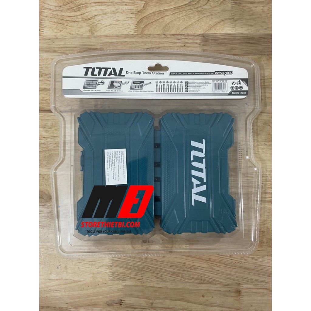 TACSDL12201 Bộ 22 mũi khoan  và mũi bắt vít Total