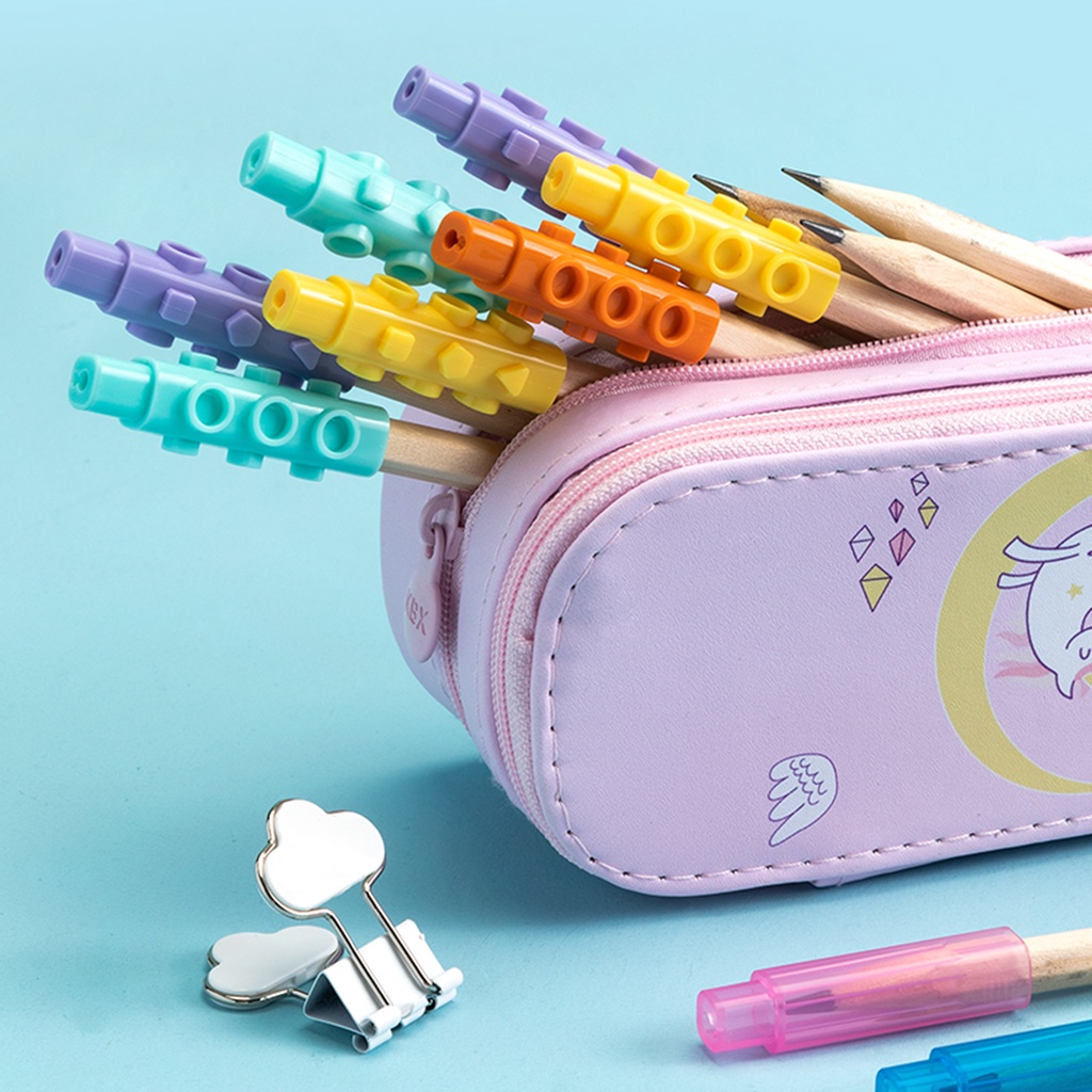 Deli 4 nắp bảo vệ bút chì hình viên gạch thông dụng cho học sinh