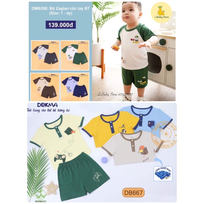 (1-4Y) Bộ cộc tay sợi tre (bamboo) cho bé - DOKMA