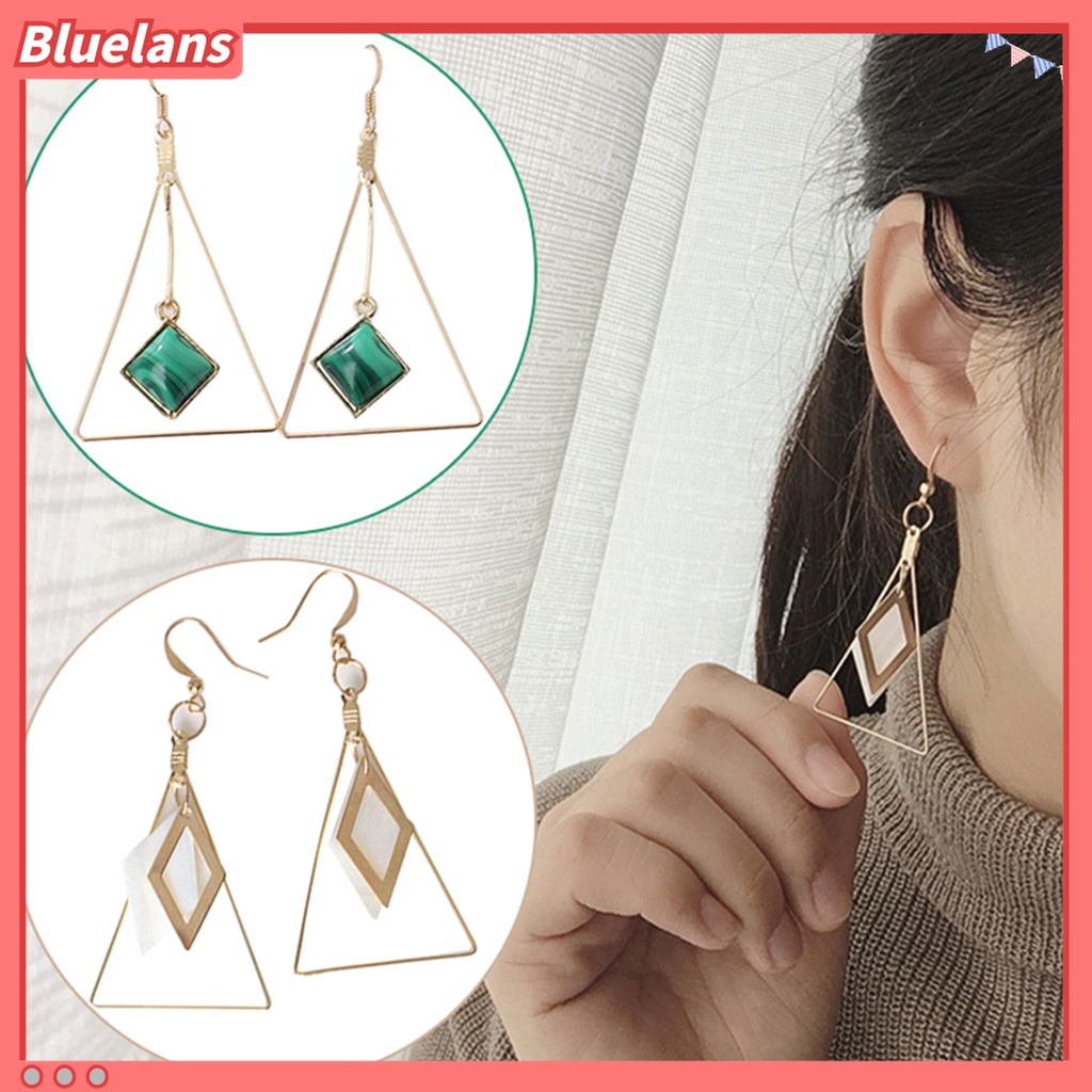 Đôi bông tai họa tiết hình học dáng rơi thời trang cho nữ