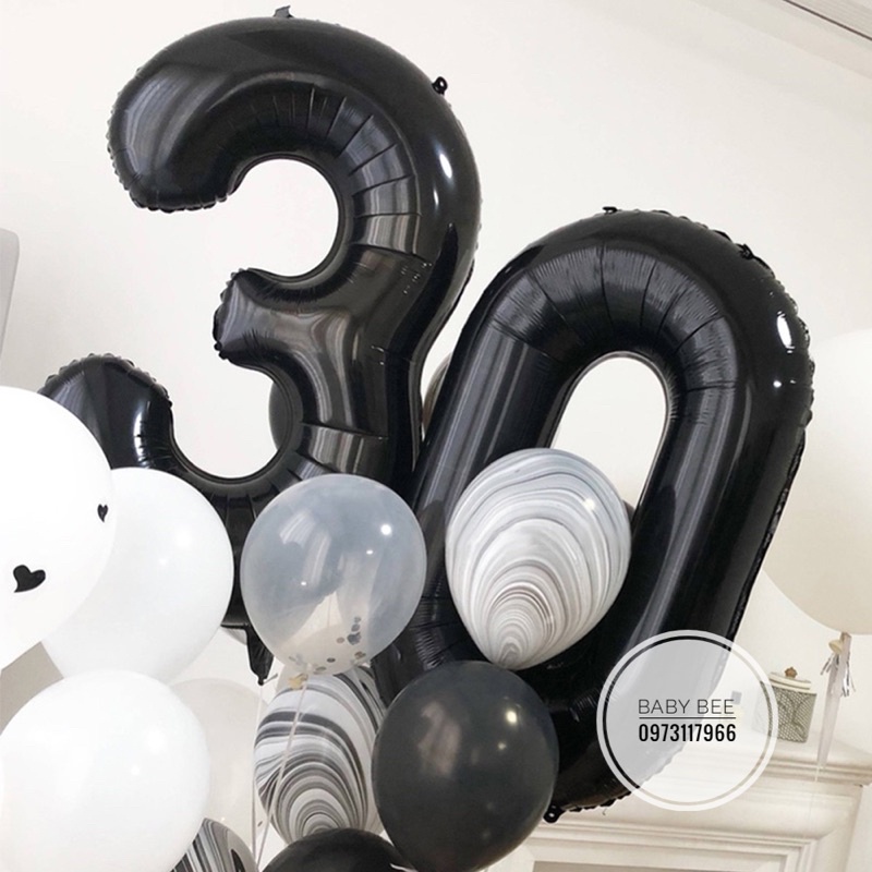 Bóng Số Màu Đen Size 32inch (70cm) Phong Cách Hàn Quốc