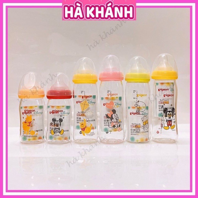 Bình sữa thuỷ tinh Pigeon Nội Địa cổ rộng 160ml / 240ml