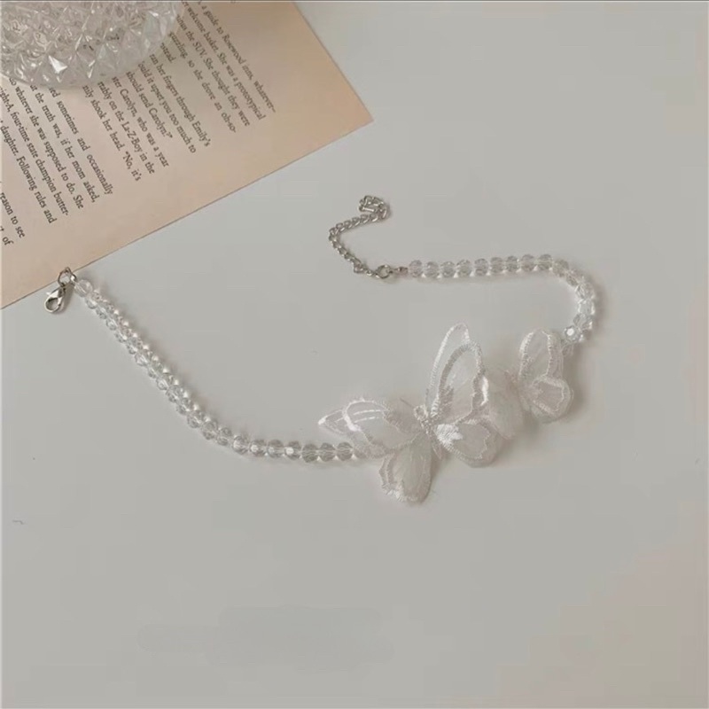 Vòng cổ hạt đa giác phối hồ điệp to và nhỏ mã RƯ-90