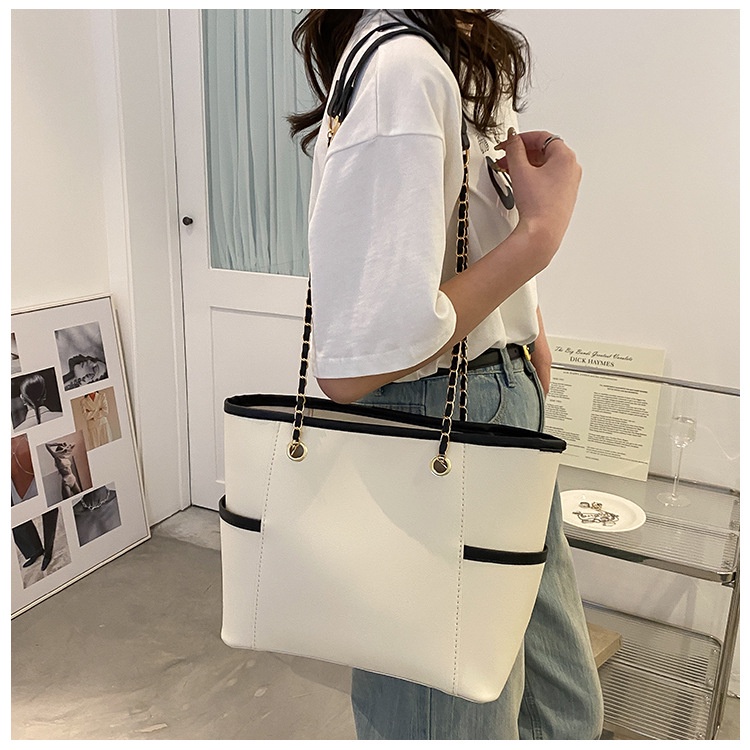 Túi Tote Đeo Vai Mềm Mại Màu Tương Phản Thời Trang Mùa Xuân 2022 Cho Nữ