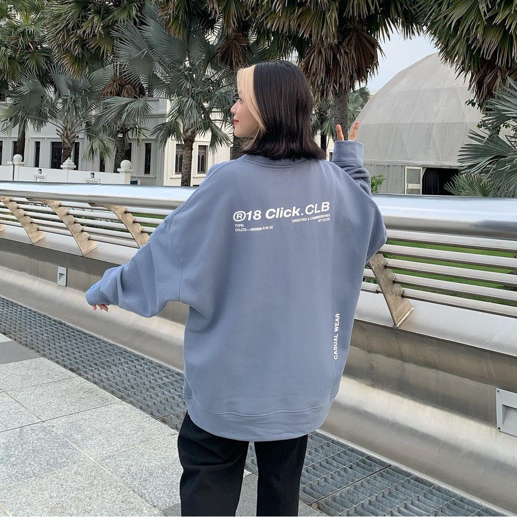 Áo Sweater Nỉ CLICK CLUB BASIC COLOR Tay Dài Form Rộng Unisex