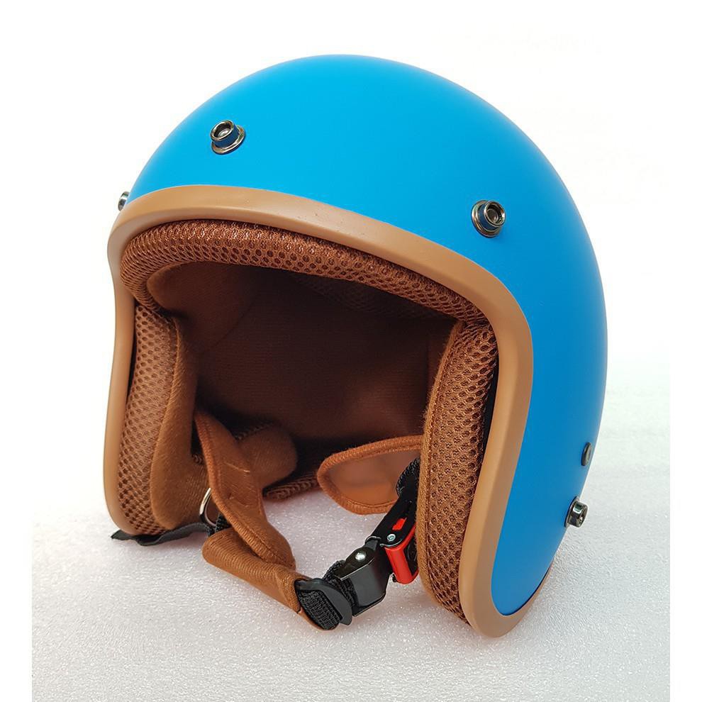 Mũ Bảo Hiểm 3/4 đầu Lót Nâu ( MÀU XANH BIỂN ) - Hàng CTY-Cam Kết Chất Lượng Giống Hình 100%