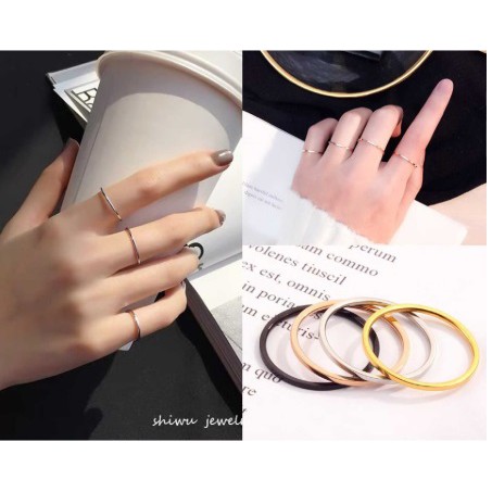 Nhẫn trơn titan loại siêu mỏng - nhẫn cá tính unisex siêu bền không dị ứng không gỉ