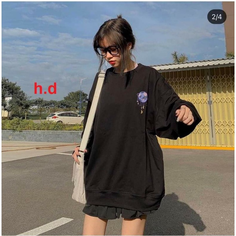 Áo Nỉ Zip Dài Tay Keep; Quả cầu in lưng🌸Sweater cổ tròn dài tay bồng, thun hoodie form rộng Ulzzang | WebRaoVat - webraovat.net.vn