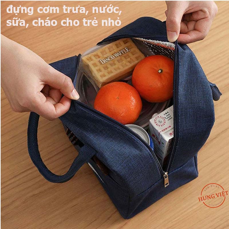 Túi đựng hộp cơm/Lunchbag giữ nhiệt cao cấp, họa tiết TRƠN, chống thấm nước [TÚI GIỮ NHIỆT TRƠN]