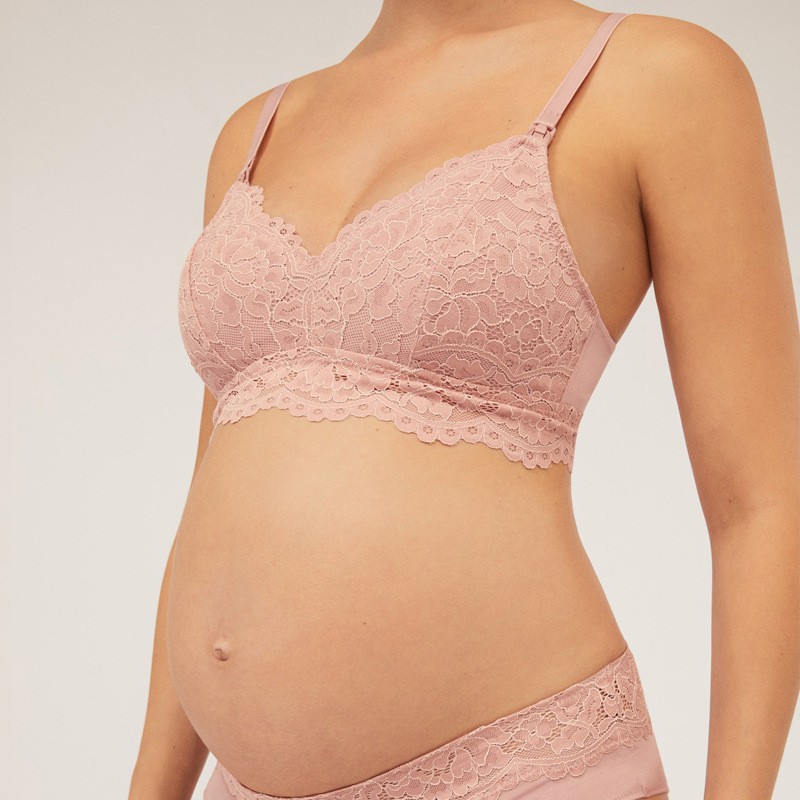 Áo lót bầu và cho con bú ren mềm không gọng đệm mỏng, bralette bầu B070