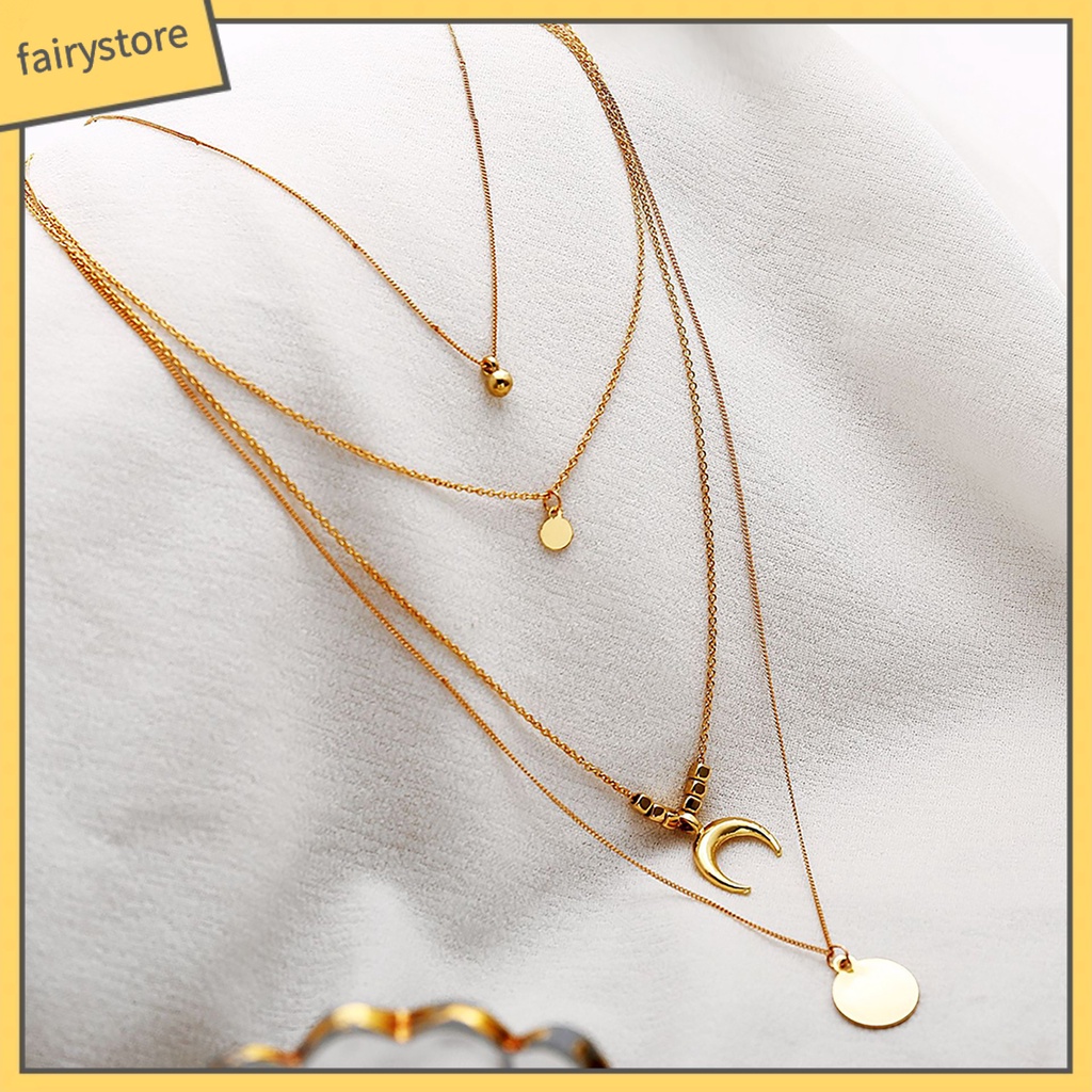 Dây chuyền nhiều lớp mặt trăng khuyết thời trang cho nữ