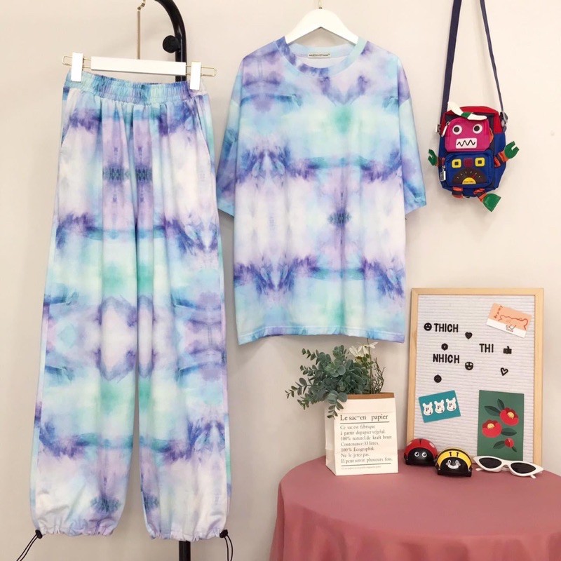 Cả Set Loang 3D OverTee+LongPant Ảnh Thật