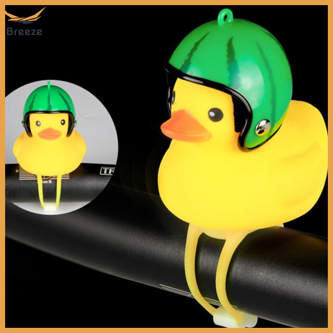 Chuông Xe Đạp Hình Vịt Đội Mũ Bảo Hiểm Tích Hợp Đèn Độc Đáo Dễ Thương