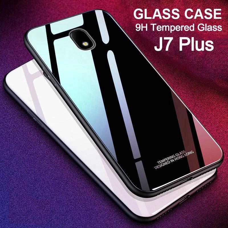 Ốp điện thoại mặt kính cường lực thời trang cho Samsung Galaxy J7 plus