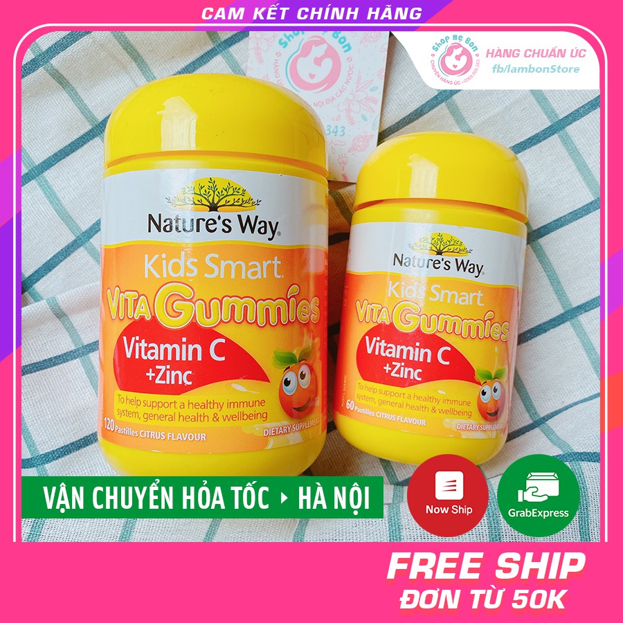 Kẹo Vitamin Nature's Way Kids Smart VITA Gummies Vitamin C + Zinc 60 viên - Xuất xứ Úc