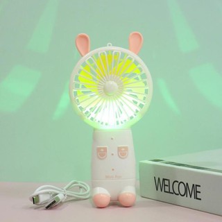 Quạt cầm tay mini 💖 Quạt cầm tay mini phát sáng hình tai gấu 💖 Tích điện USB