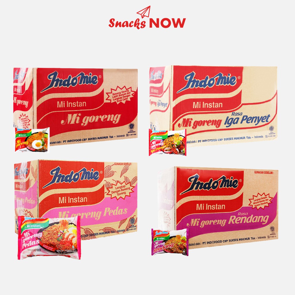 Thùng 40 Gói Mỳ xào khô Indomie Đủ Vị: Đặc Biệt, Cay Nồng, Sườn, Bò Cay - Bách hóa CAY
