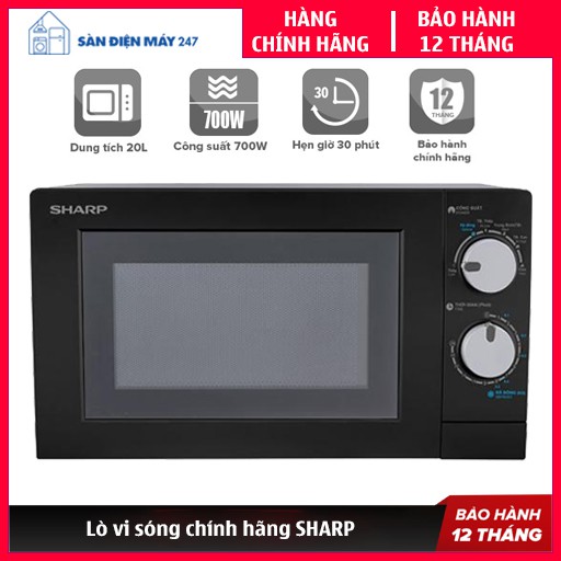 Lò vi sóng Sharp - Chính hãng - Bảo hành 12 tháng | Lò vi sóng cơ 20 Lít | Nút vặn có tiếng Việt