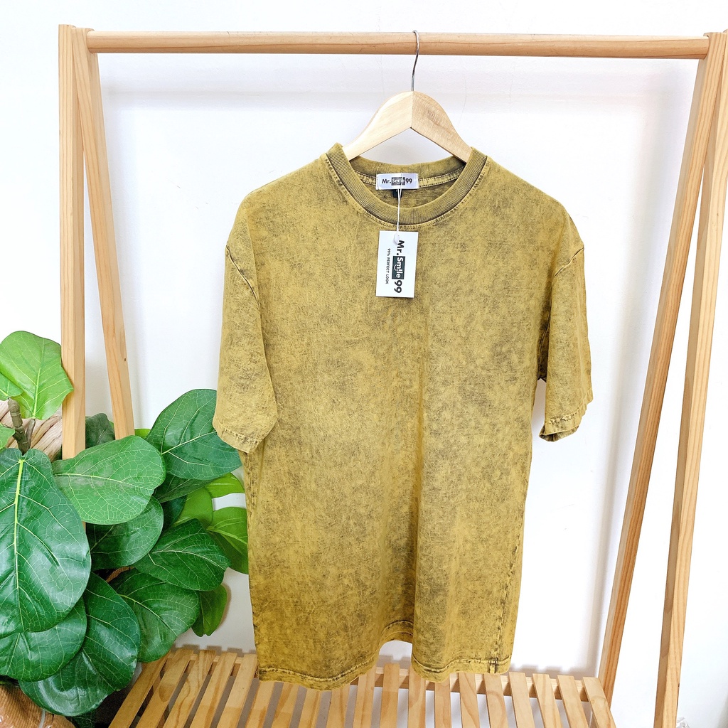 Áo Thun Phông Trơn Wash Basic Tay Lỡ Form Rộng Đen/Xám/Vàng/Nâu/Xanh Lá Unisex Nam Nữ Hot Trend Gen Z, Mr Smile 99 Shop