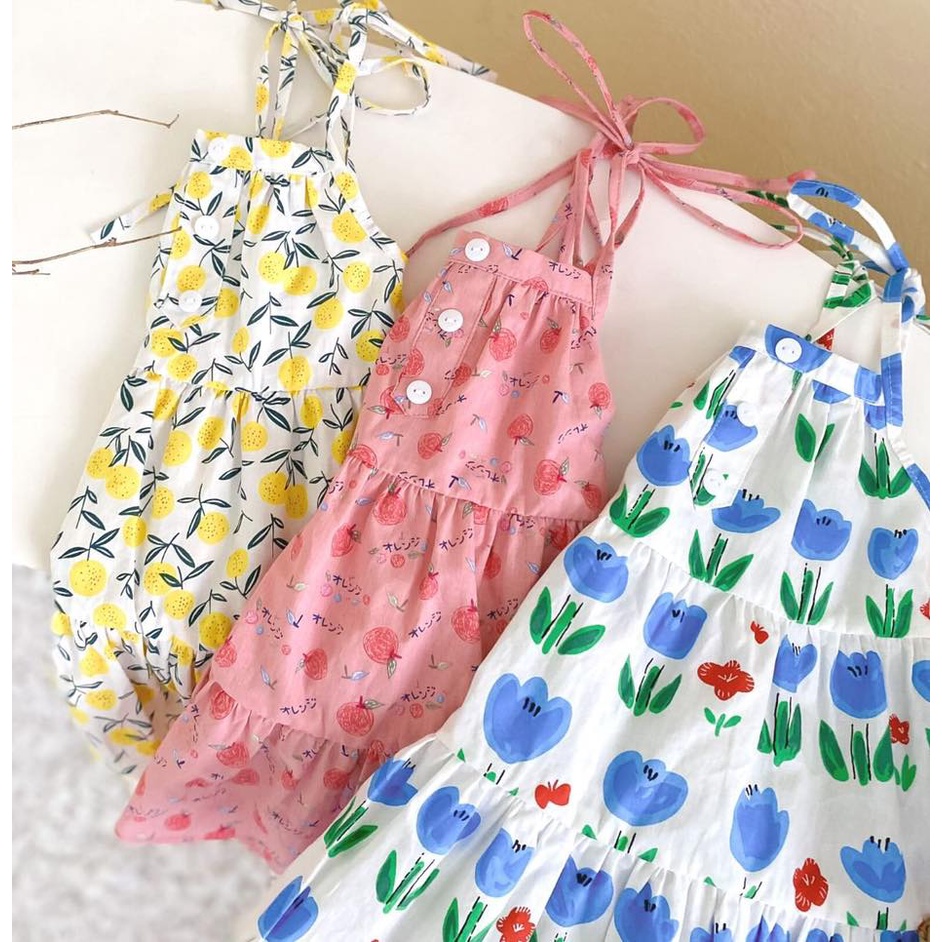 Váy bé gái SODA KIDS 2 dây hoa nhí chất liệu thô mềm, mát phong cách Hàn Quốc