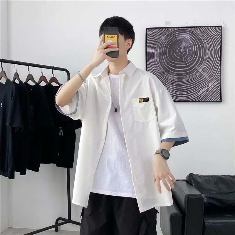 Áo sơ mi tay ngắn chống nhăn kiểu hoạt hình thời trang mùa hè cao cấp cho nam | BigBuy360 - bigbuy360.vn