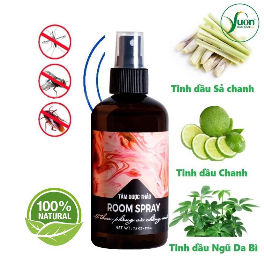 Xịt chống muỗi và thơm phòng Tâm Dược Thảo 220ml - 100% tự nhiên an toàn cho bé học bài - HS Shop Thủ Đức