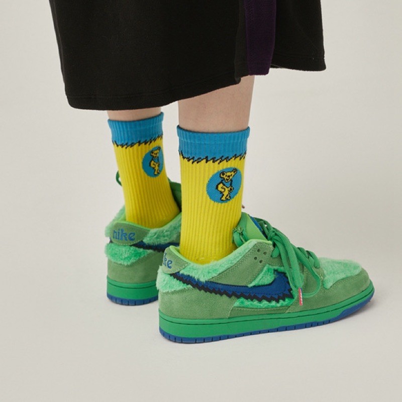 ( Loli Store) Tất/ Vớ cao cổ logo hình gấu SB - Phối cùng giày SB Dunk - Co giãn tốt