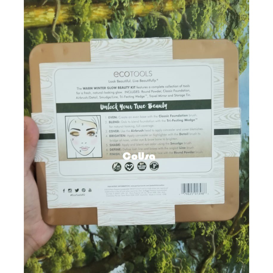 Bộ Cọ Trang Điểm Cơ Bản Ecotools Warm Winter Glow Beauty Kit Nhập Mỹ