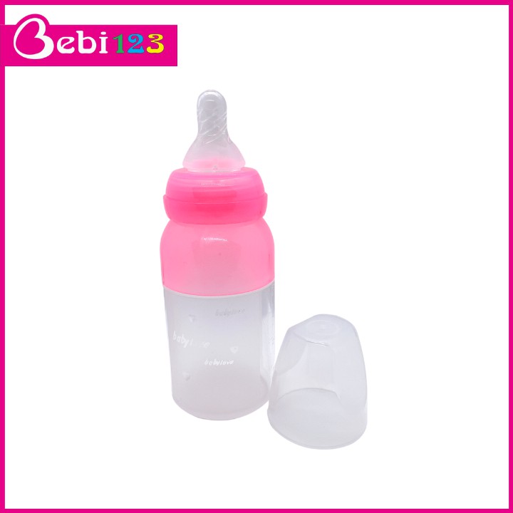 Bình sữa silicon baby love cổ chuẩn, cổ hẹp thân mềm 110ml cho bé